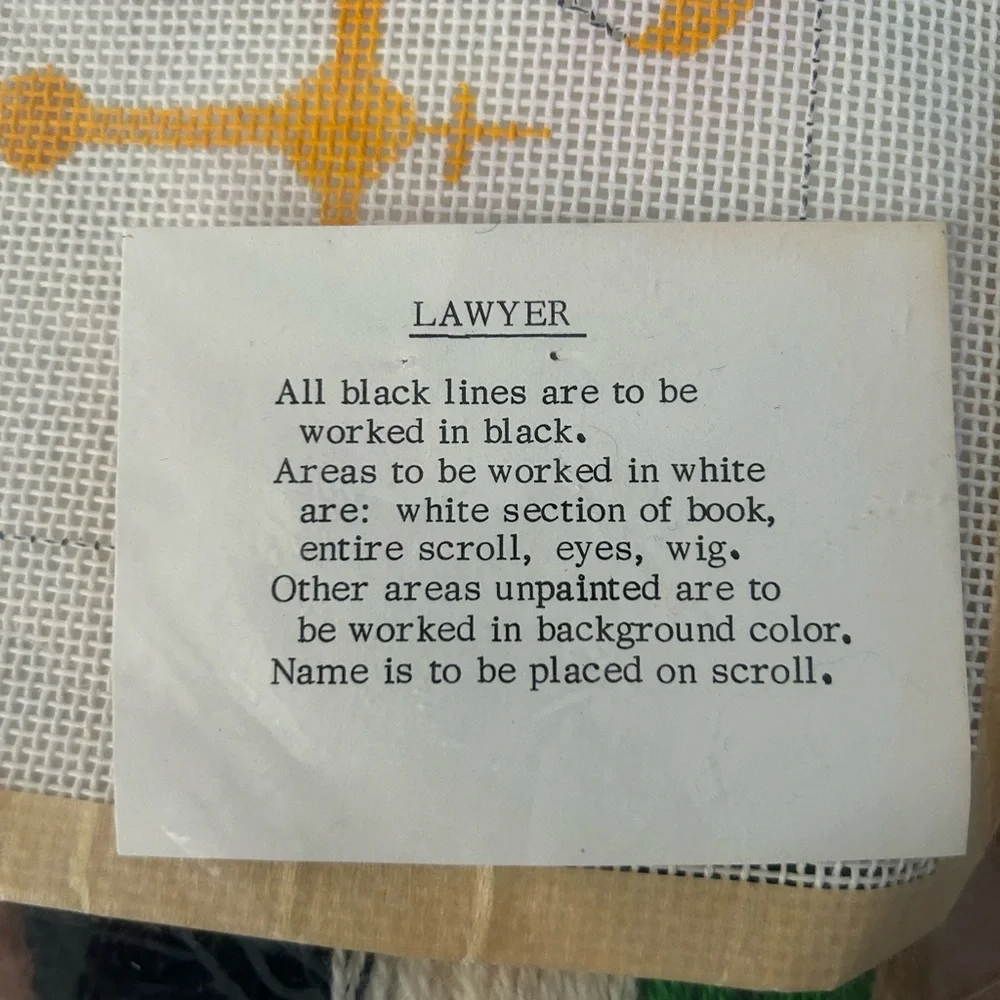 VTG NEW 1972 Carde Needlepoint Judge Lawyer Attorney Law 13